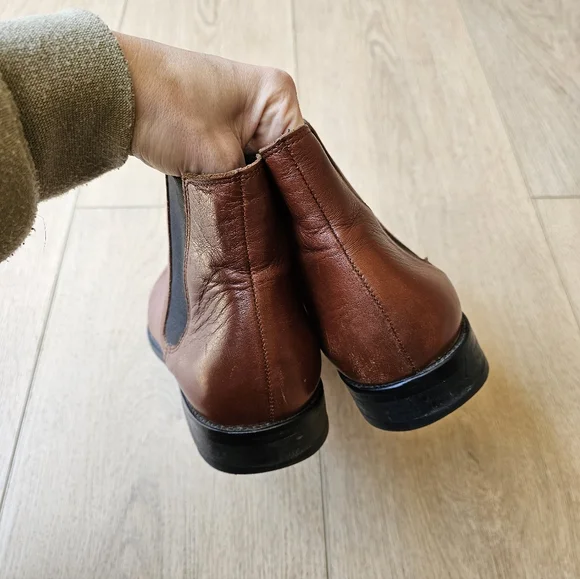 Sandro Rich Whiskey Brown Nappa Leather Chelsea Boots size 41/11 US Mens